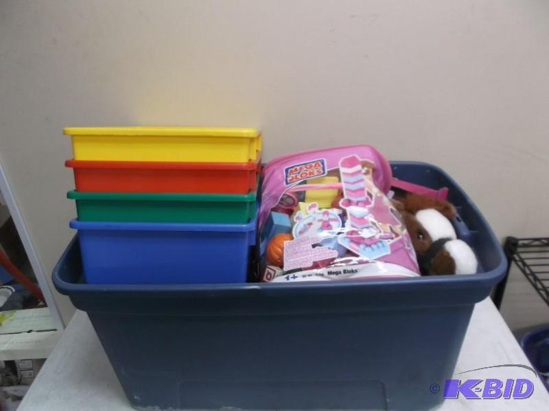 Blue Bin Fill With Kids Toys...