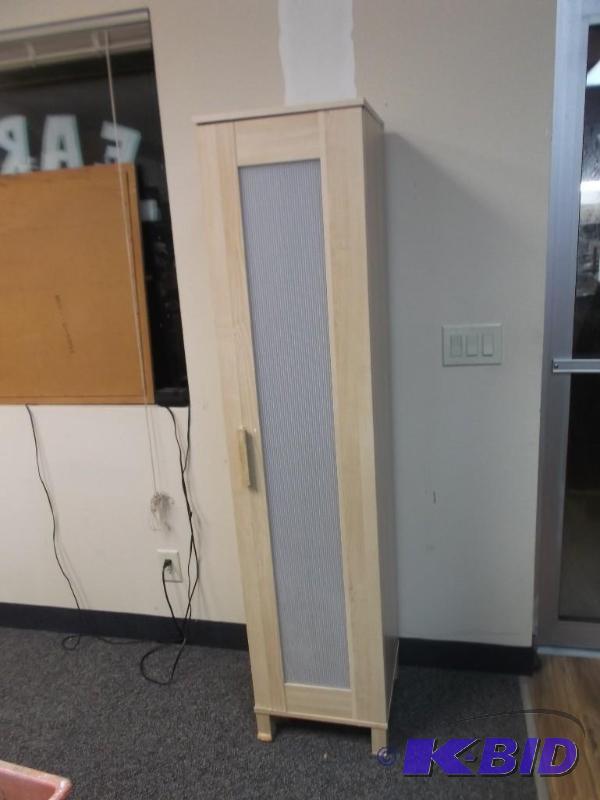 Thin Tall Cabinet, Some Wear, Leg Has Damage,...