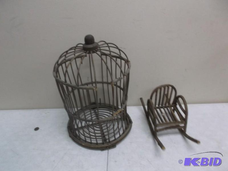Wood Cage And Small Chair, Cage Has A Break I...