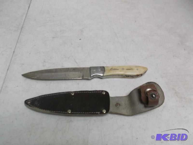 Hunting Knife And Sheath, Looks Like A Bone H...