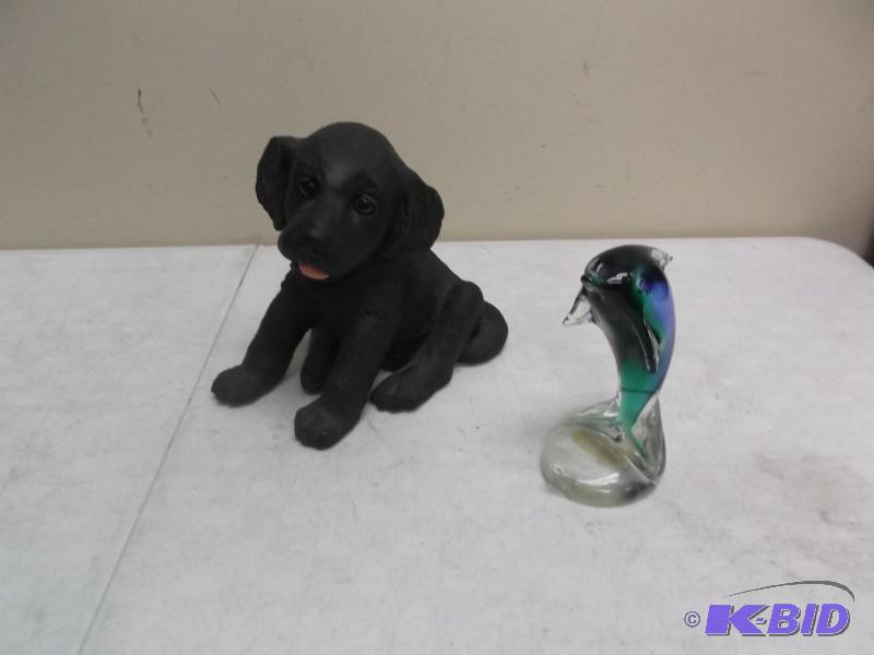 Glass Dolphin And Plastic Dog...