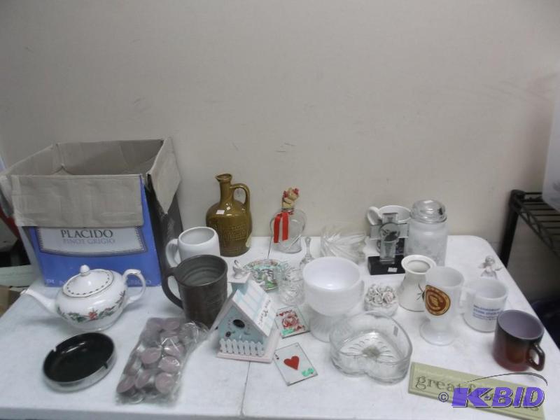 Box Filled With Some Glass Items, Candles...
