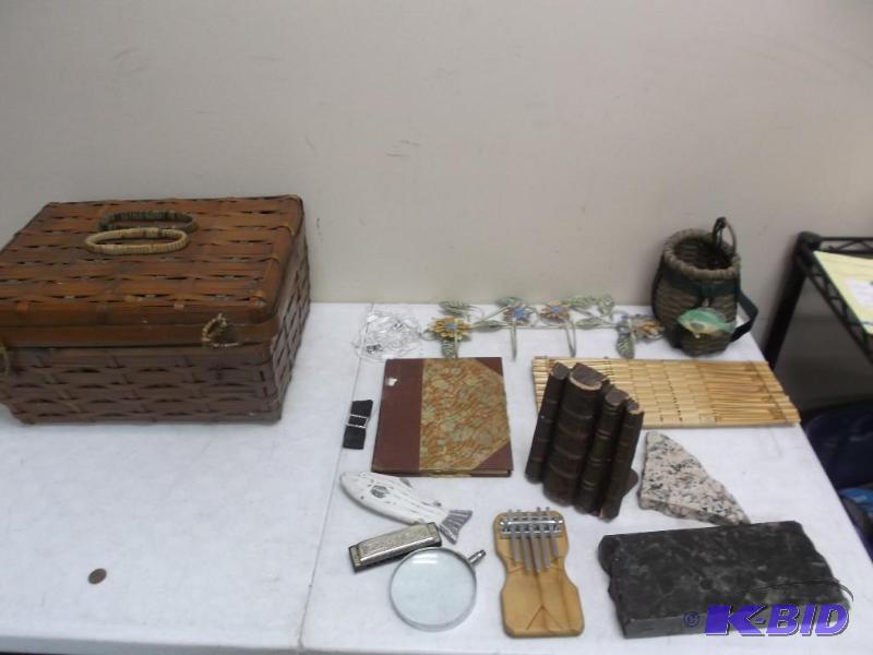 Vintage Basket With Some Random Items, Harmon...