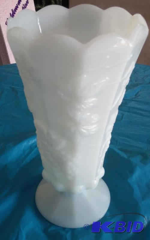 White Hall 9&quot Milk Glass Vase...