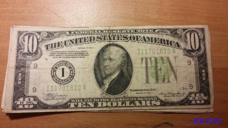 1934 Ten Dollar Bill Green Seal...