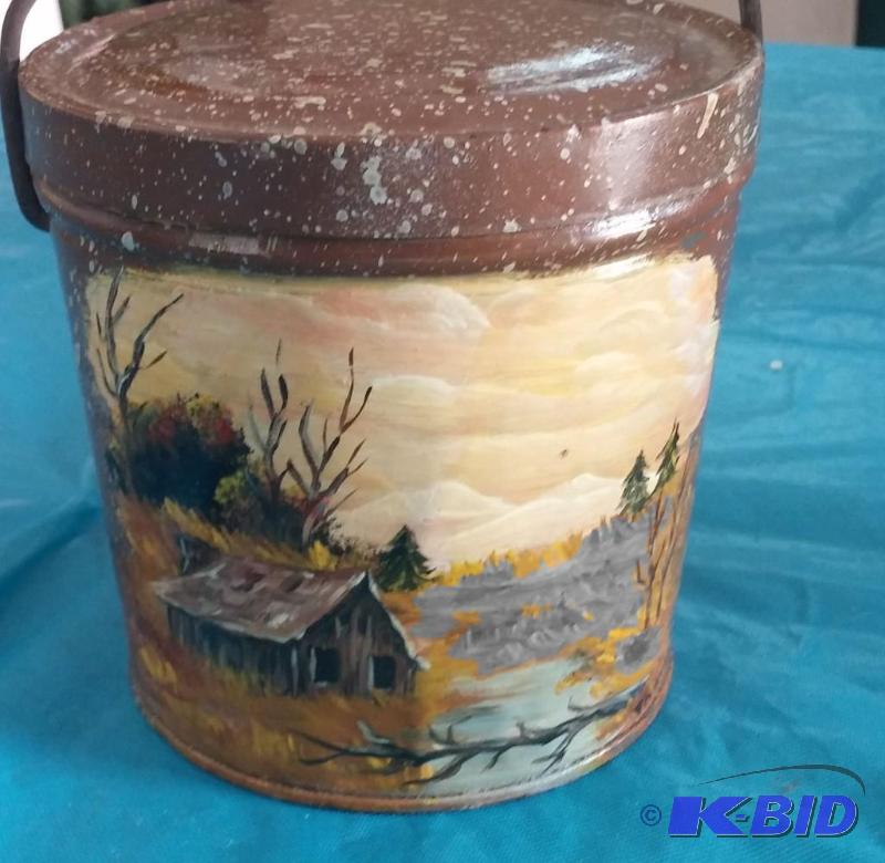 Hand painted Metal Bucket...