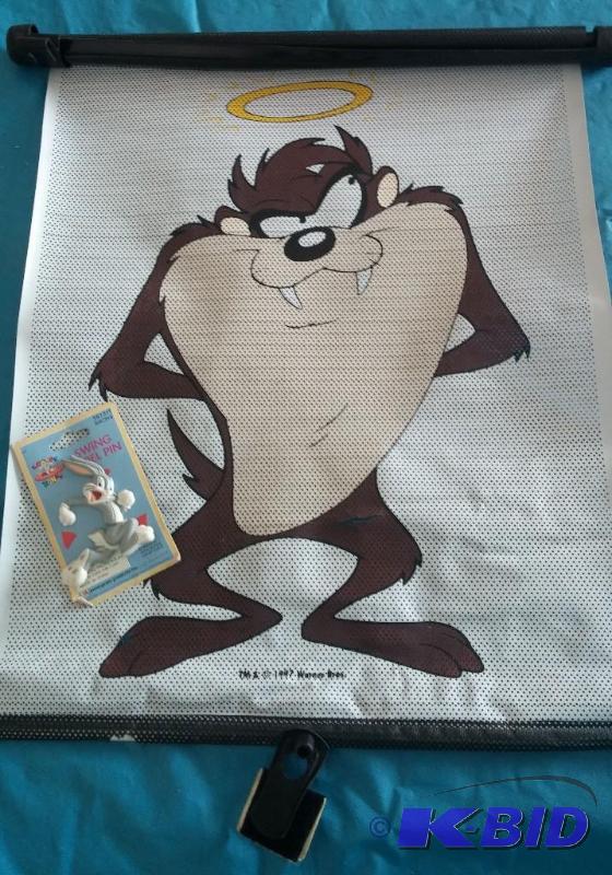Taz window shade and Bugs Bunny Vintage pin...