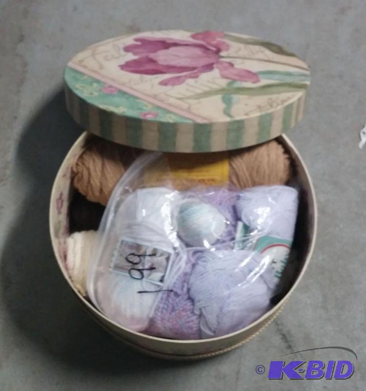 Small Round Hat Box with Yarn...