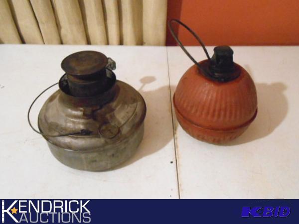 lot 118 image: 2 Vintage Metal Kerosene Lamps