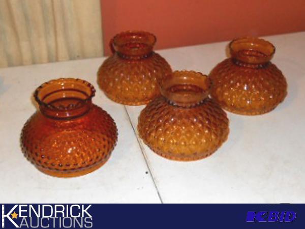 lot 120 image: Lot of 4 Vintage  Amber Glass Lamp Globes