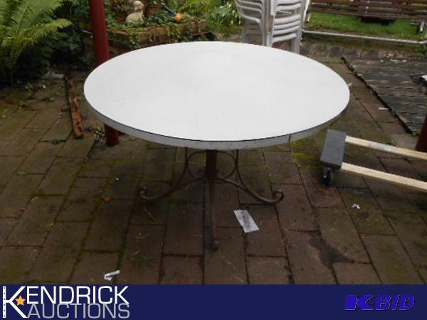 lot 155 image: Vintage Table with Metal Iron Legs