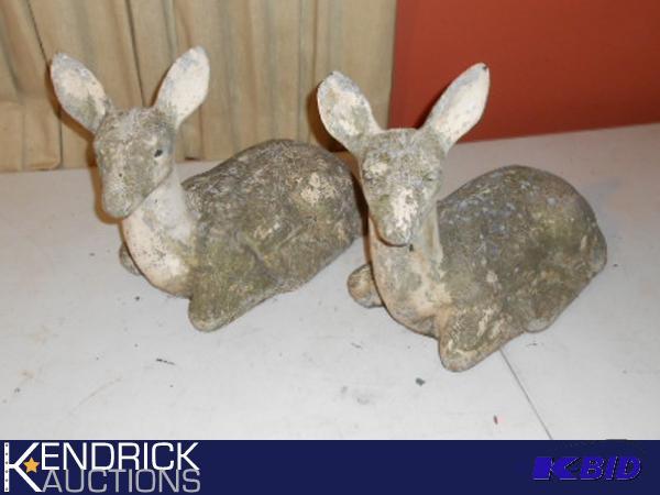 lot 200 image: Lot of 2 Cement DeerFawns