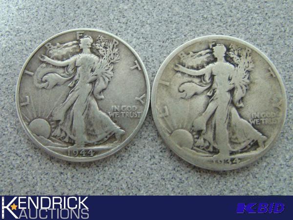 lot 218 image: 2 Walking Liberty 90% Silver Half Dollars