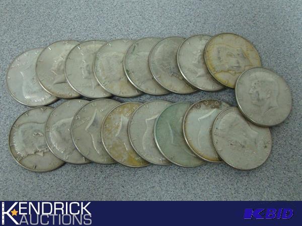 lot 222 image: 17-1966 40% Silver Kennedy Half Dollars