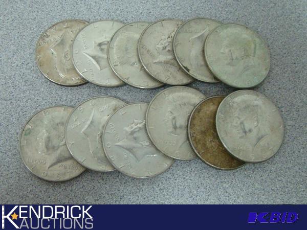 lot 223 image: 12-1967 40% Silver Kennedy Half Dollars