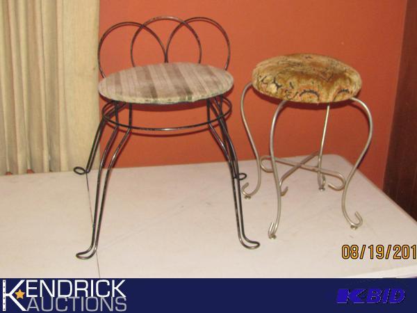 lot 27 image: 2 Vintage Wrought Iron Stools