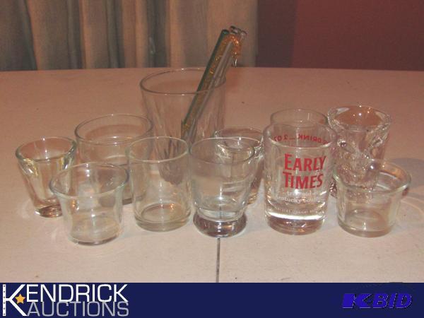 lot 30 image: Lot of Shot Glasses, and Glass Stir Sticks