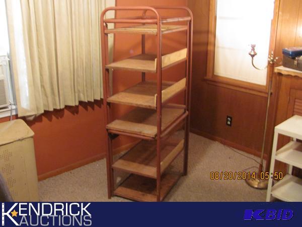 lot 65 image: Vintage Metal Shelving Unit