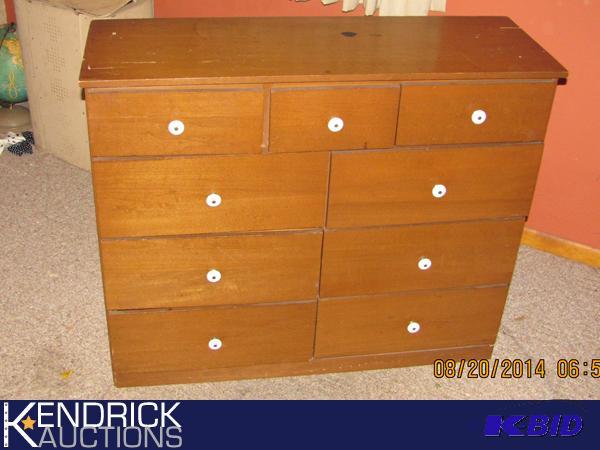 lot 70 image: Vintage 9 Drawer Dresser