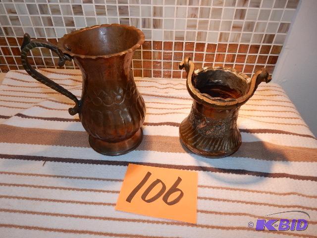 2 small copper urns