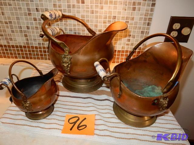3 Copper pitchers