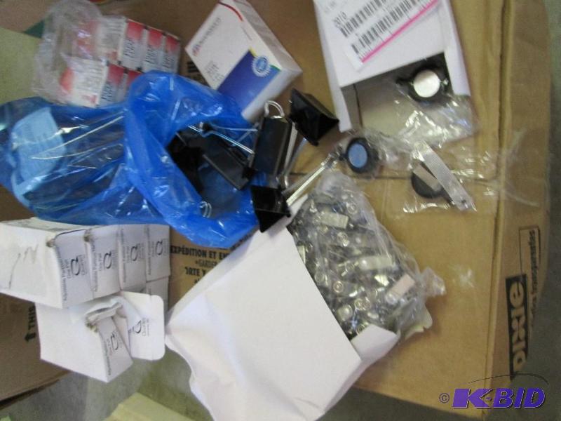 mixed lot of monitor wipes, paper clips, adju...