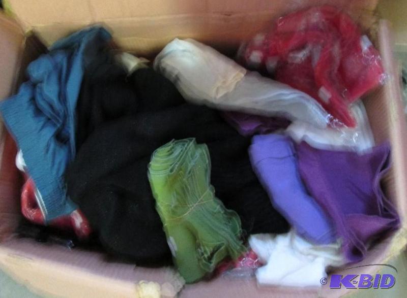 huge box of clothing, assorted sizes and styl...