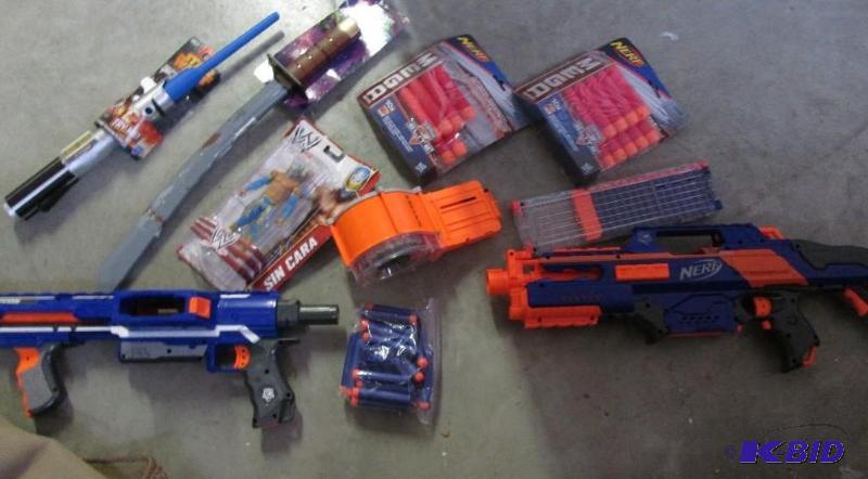 mixed lot of nerf guns and bullets, star wars...