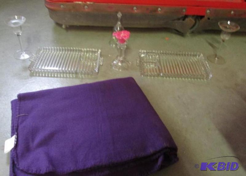 candle holders, glass trays, decorative bell,...