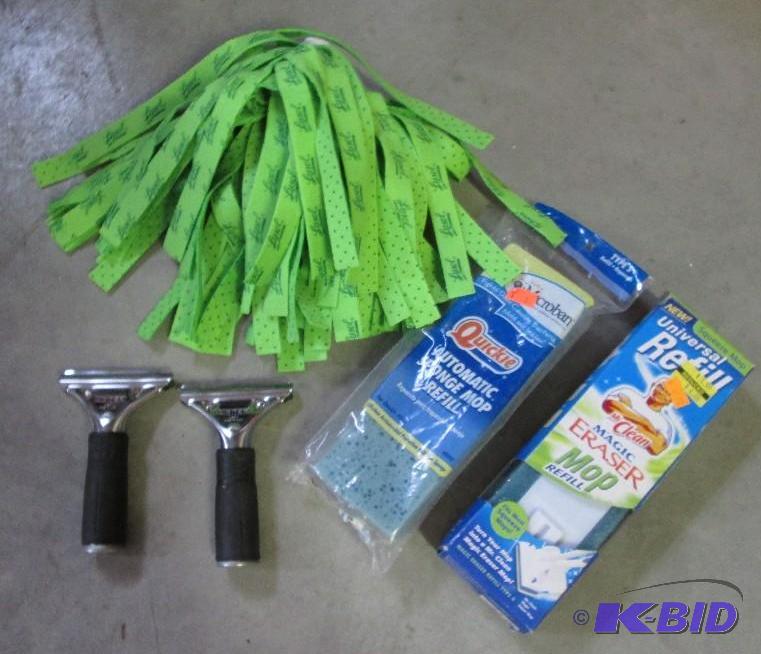 mixed lot of mops heads, and holders, and spo...