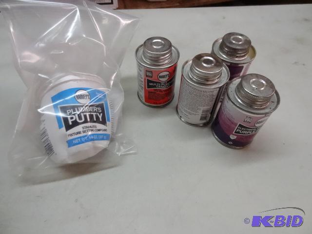lot 128 image: PLUMBING LOT NEW incl. 2 cans Purple Primer, ...