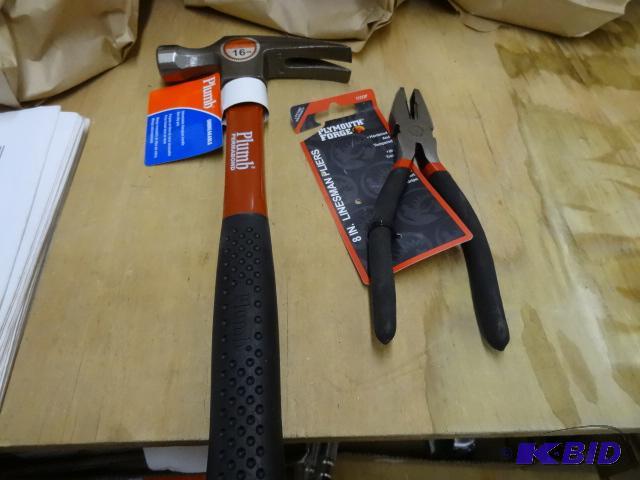 lot 142 image: TOOL LOT NEW Incl. 16 oz Plumb Permabond Hamm...