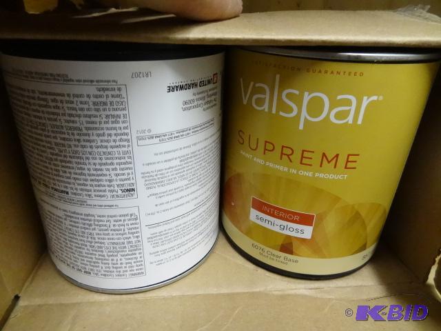 lot 163 image: Qty 4 NEW Valspar Semi-Gloss Latex Paint, Whi...