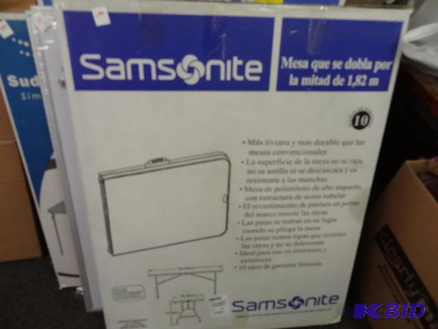 lot 196 image: NEW Samsonite 6 ft Fold In Half Table...