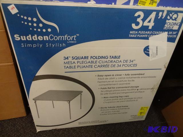 lot 198 image: NEW Sudden Comfort 34in Square Folding Table ...