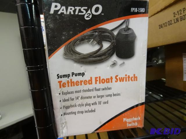 lot 22 image: NEW in Box Parts-2-O Sump Pump Tethered Float...