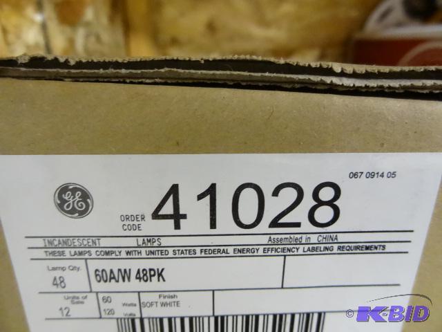 lot 225 image: NEW in Box GE 48 Pack 60 Watt Light Bulbs, Wh...