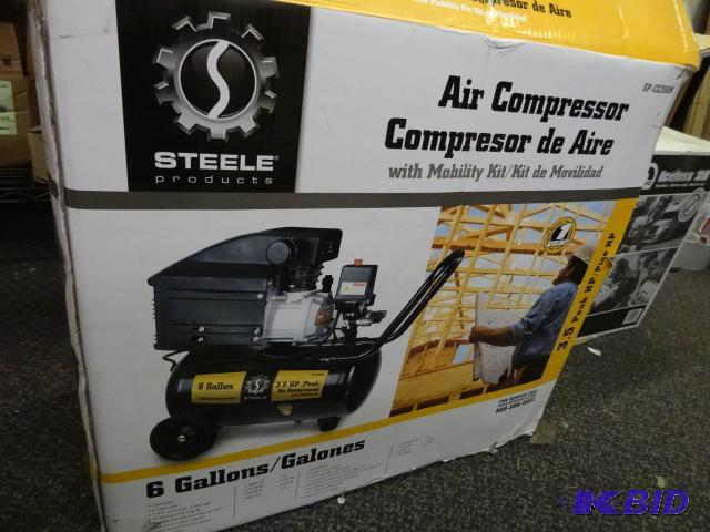 lot 283 image: LIKE NEW IN BOX Steele Air Compressor Model S...