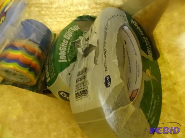 lot 335 image: TAPE, TAPE, TAPE. Qty 3 Rolls Duct Tape, 2 Ro...