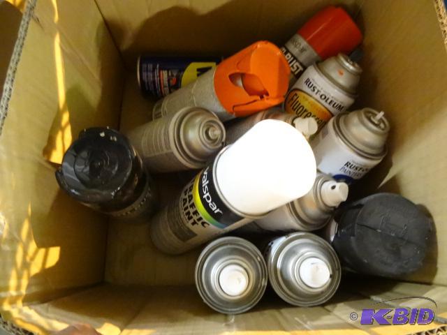 lot 338 image: Qty 12 NEW MISC Spray Paints and a can of WD4...