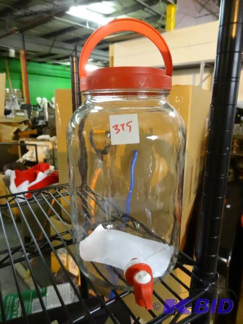 lot 375 image: NEW Glass Beverage Tapper Container. Use to m...