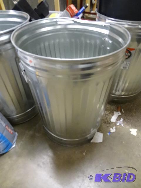 lot 396 image: NEW Behrens 31 Gallon Galvanized Steel Garbag...