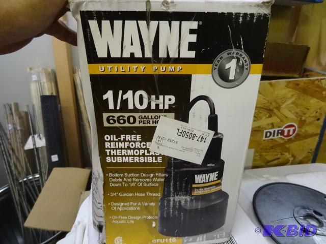 lot 85 image: NEW in Box Wayne Utility Pump 1  10 HP 660 G...