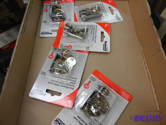 lot 86 image: Qty 5 NEW National Hardware Utility Locks, Ke...