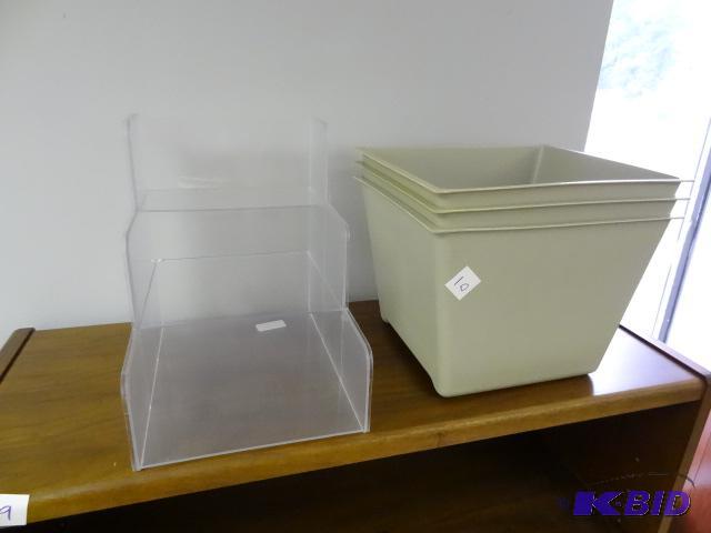 lot 10 image: Desk sorter and 3 plastic tubs...