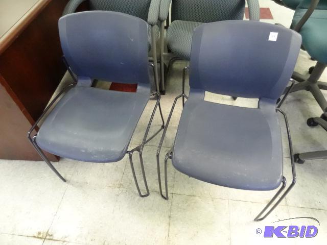 lot 107 image: 2 metal framed stack chairs...