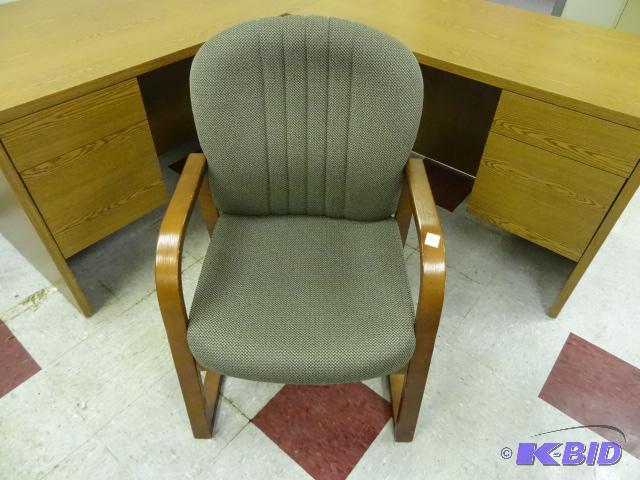 lot 111 image: wood framed side chair...