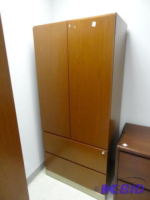 lot 12 image: 2 door laminate cabinet with 2 lateral file d...