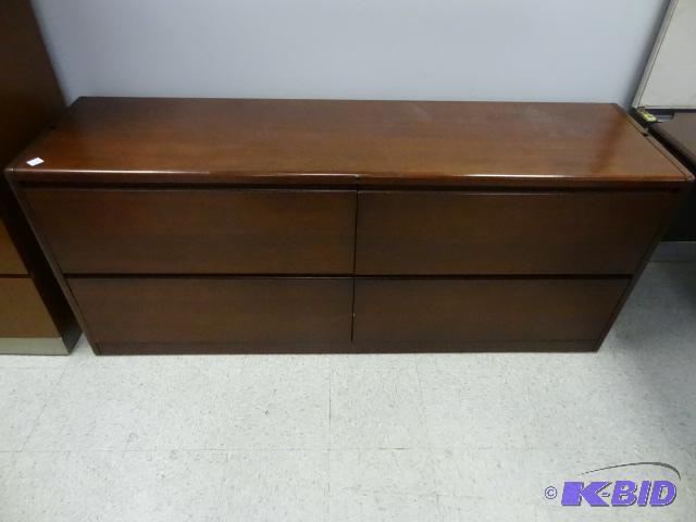 lot 13 image: Wood credenza with 4 lateral file drawers. 72...