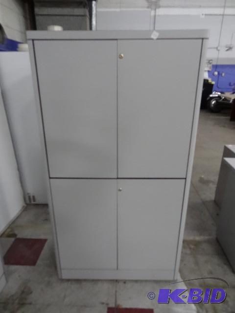 lot 130 image: laminate AV cabinet with upper slide in doors...